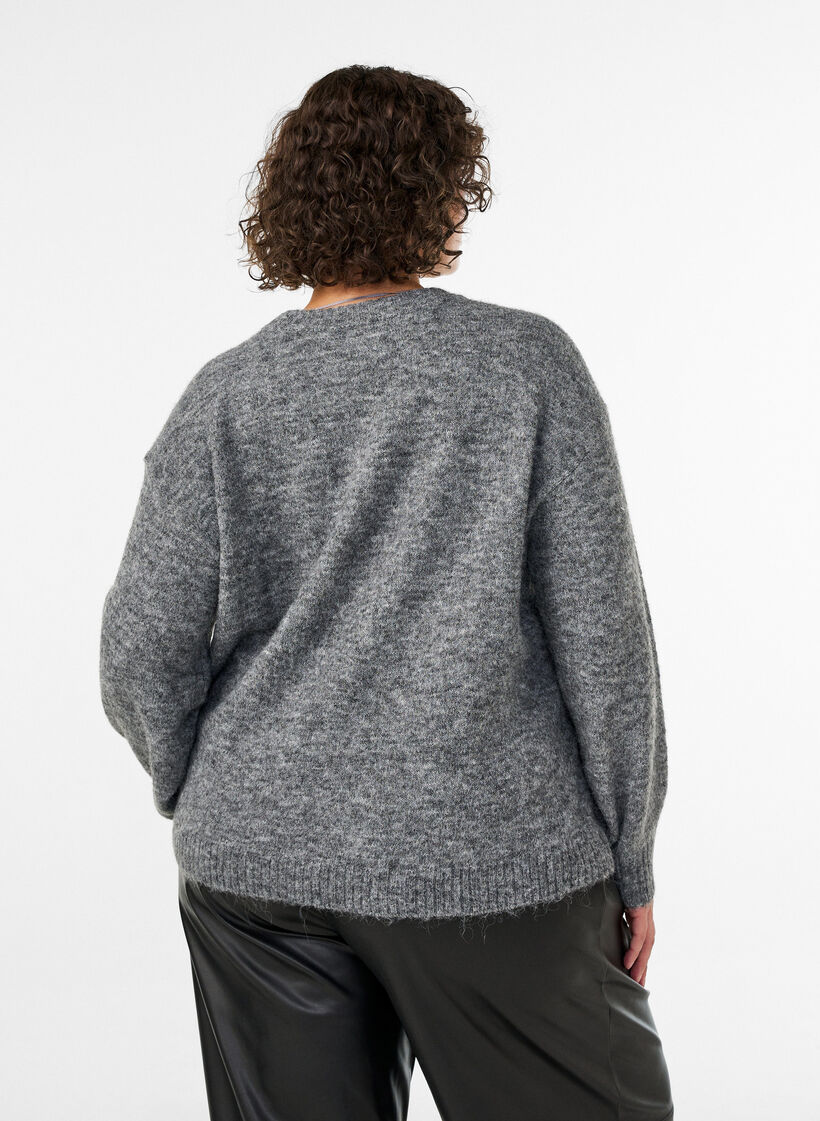 Jumper with flower appliqu&eacute;, Grey, Model image number 2
