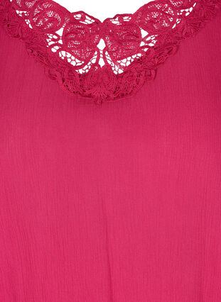 Short-sleeved viscose blouse with lace, Sangria, Packshot image number 2