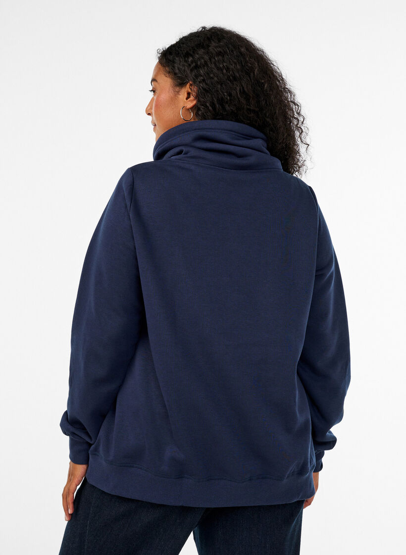 Sweatshirt with high collar and pockets, Blue, Model image number 2