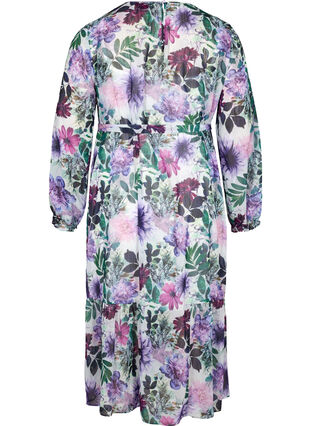 Floral midi dress with long sleeves, Purple Flower mix, Packshot image number 1