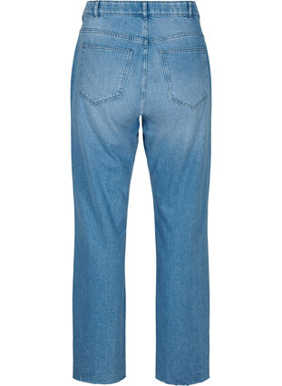 Straight fit jeans with raw edges, Medium Blue, Packshot image number 1