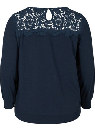 Sweatshirt with lace, Navy Blazer, Packshot image number 1