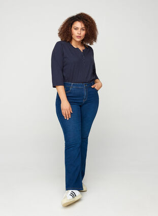 High waisted bootcut Ellen jeans, Dark blue denim, Model image number 3
