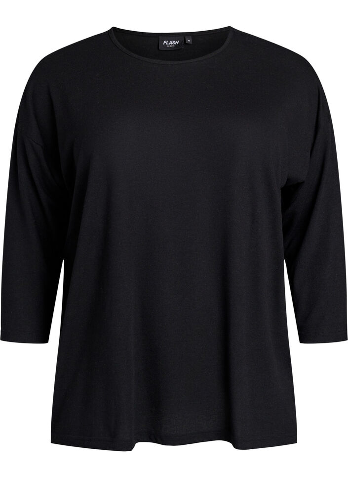 FLASH &ndash; Jersey blouse with 3/4 sleeves, Black, Packshot image number 0