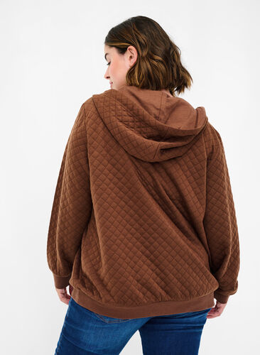 Sweater cardigan with a hood a zip, Rocky Road, Model image number 1