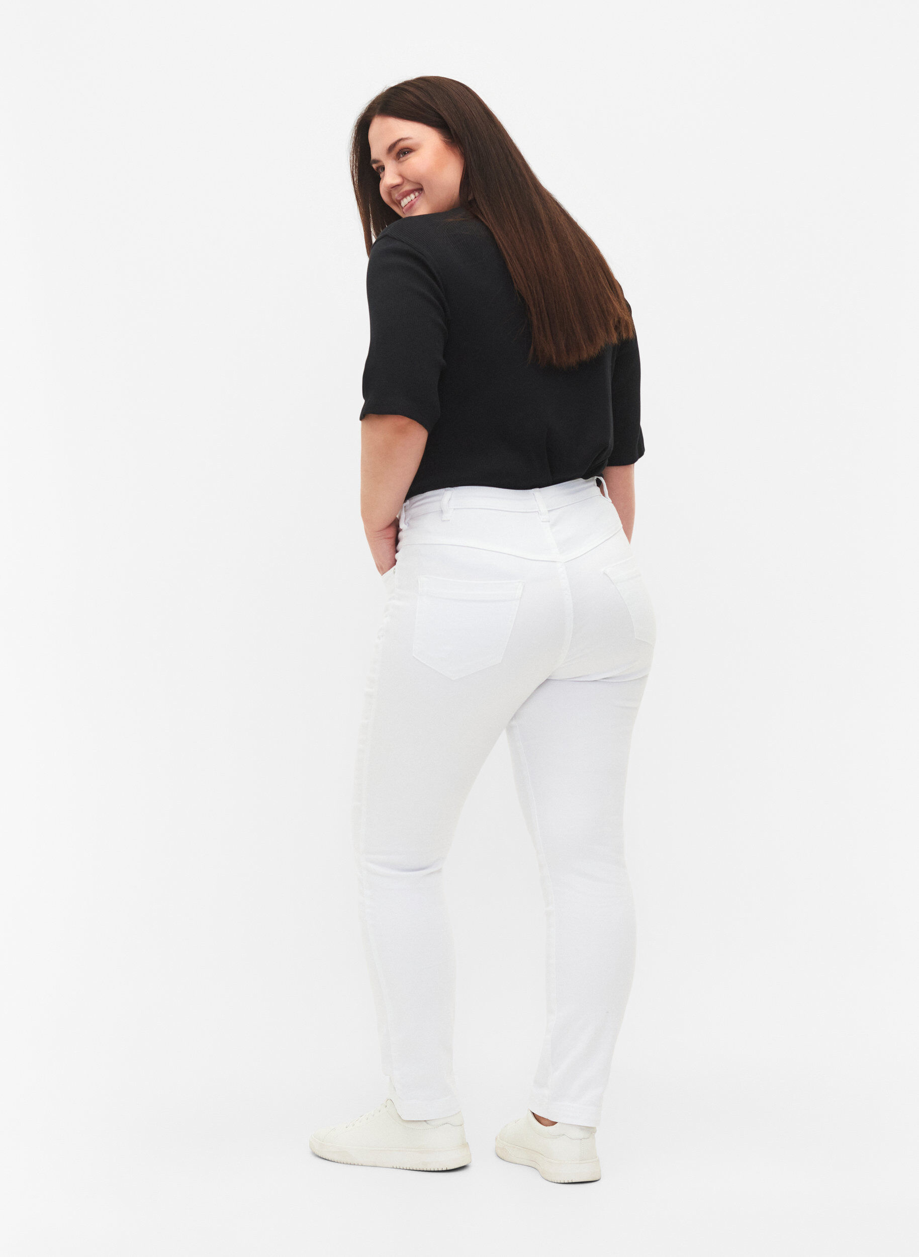 ZizzifashionSlim fit Emily jeans with normal waist, White, Model image number 1