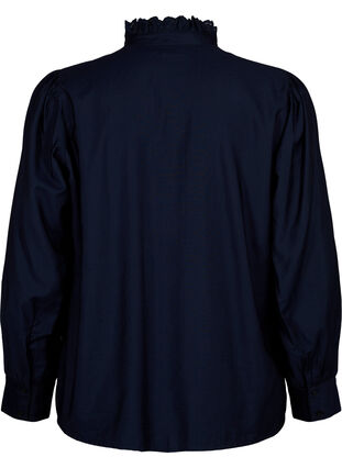 Viscose shirt blouse with ruffles, Sky Captain, Packshot image number 1