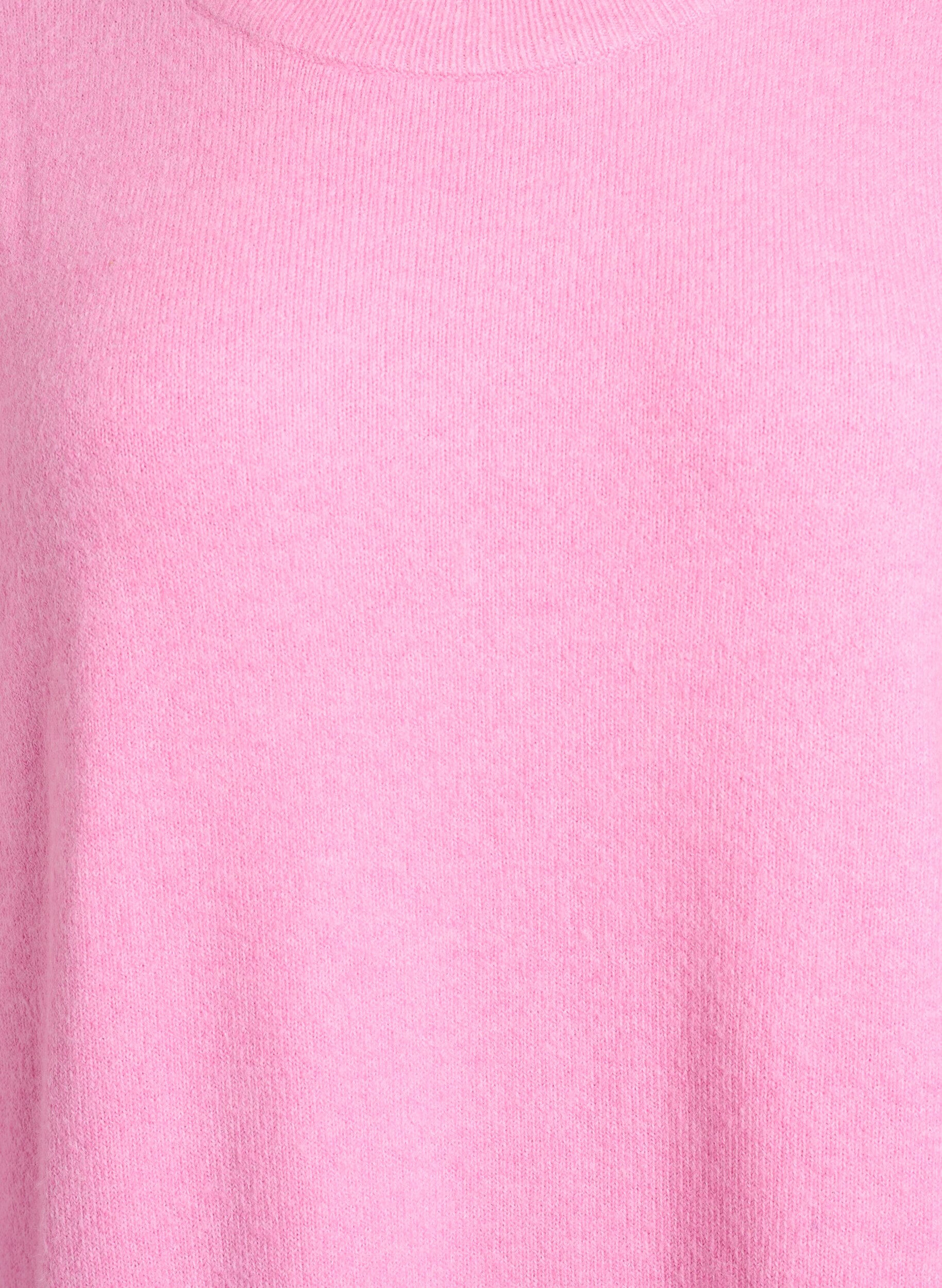 Zizzifashion Knitted dress with 3/4 sleeves and a round neck, B. Pink White Mel., Packshot image number 2