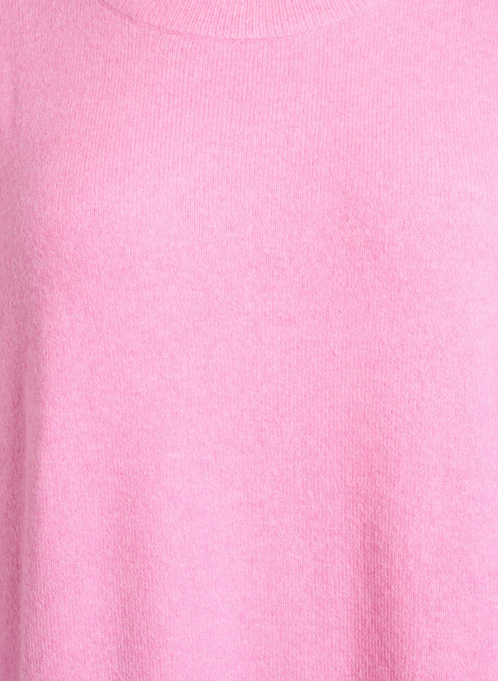 Knitted dress with 3/4 sleeves and a round neck, B. Pink White Mel., Packshot image number 2
