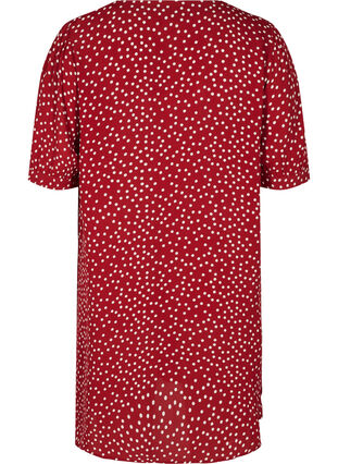 Short-sleeved viscose tunic, Red w. White Dot, Packshot image number 1