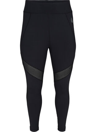 Cropped gym leggings with high waist, Black, Packshot image number 0