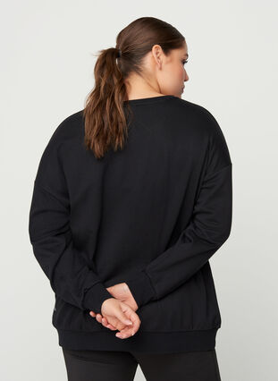 Sweatshirt with print details, Black, Model image number 1