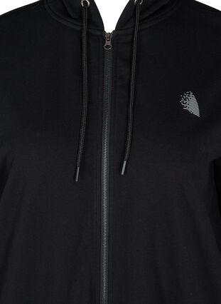 Sweat cardigan with hood and print, Black Move, Packshot image number 2