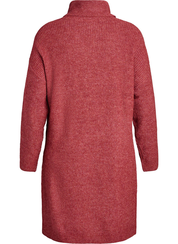 FLASH - Knitted dress with turtleneck, Red, Packshot image number 1