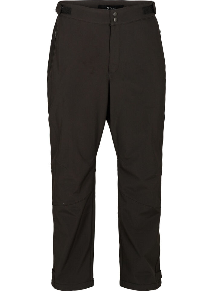Softshell trousers with adjustable velcro, Black, Packshot image number 0