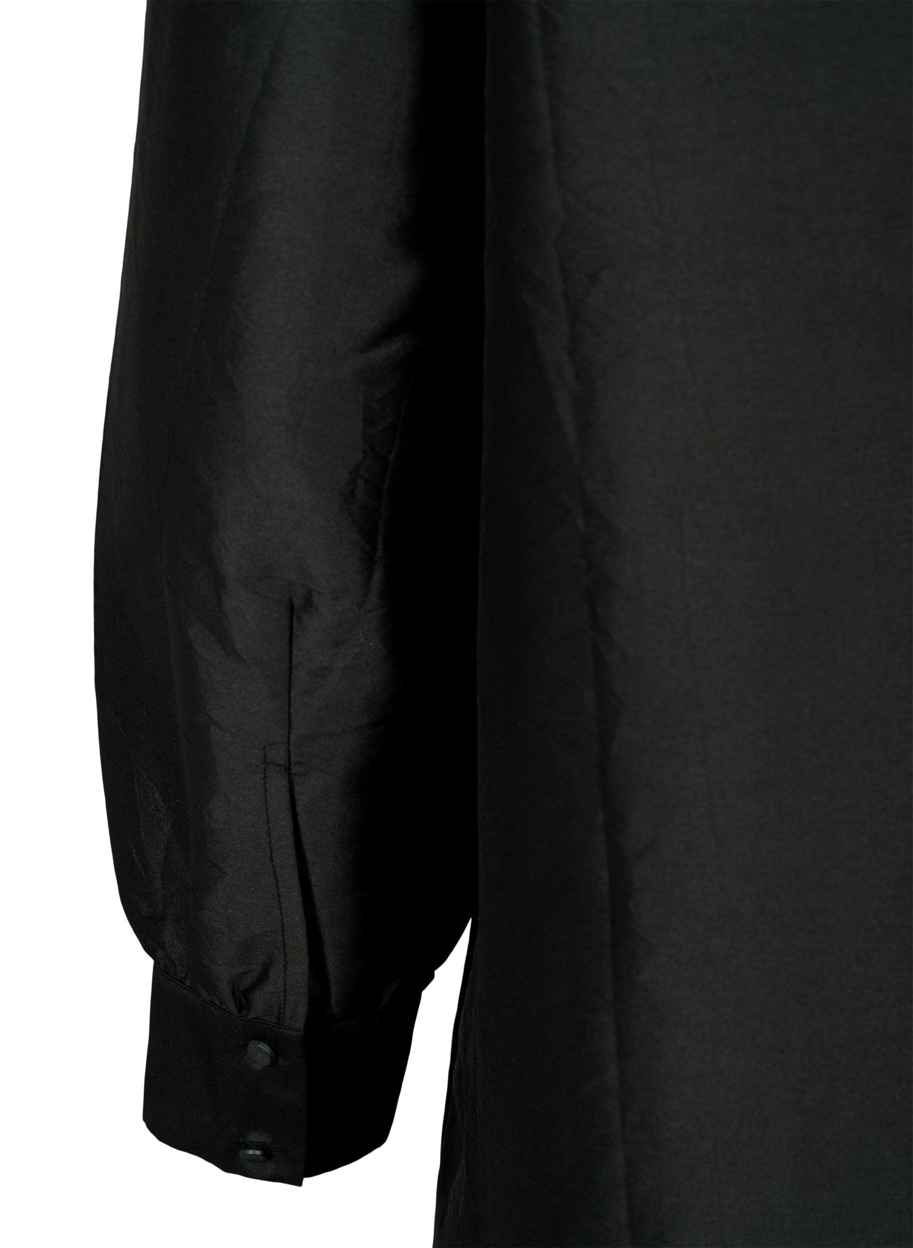 Zizzifashion Solid colored shirt with ruffle detail, Black, Packshot image number 3
