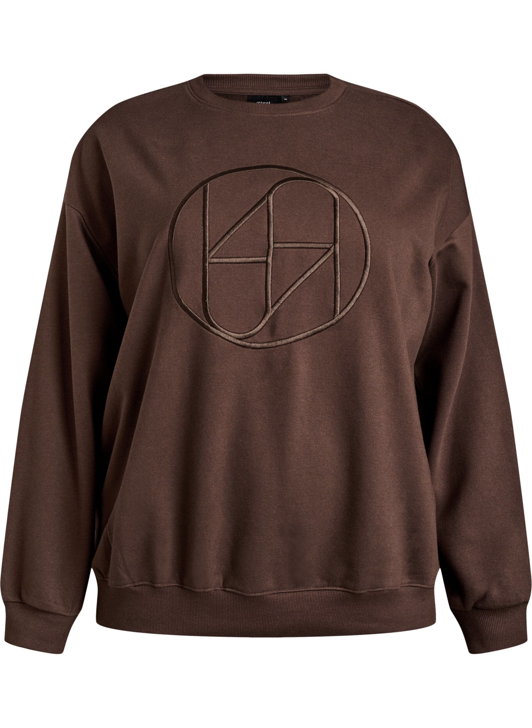 Zizzifashion Sweatshirt with motif, Brown, Packshot image number 0