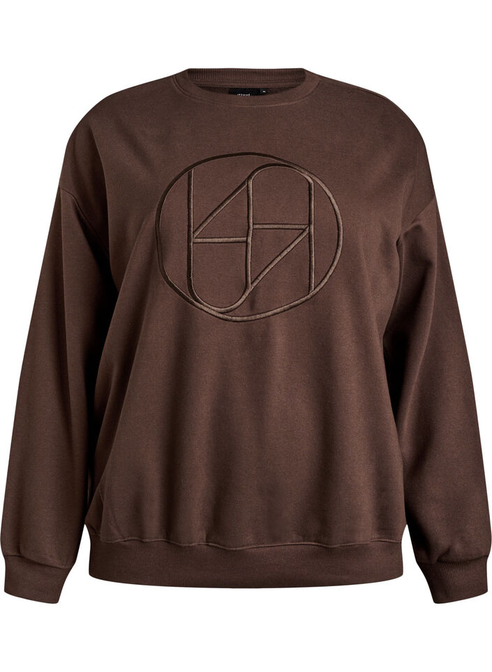 Sweatshirt with motif, Brown, Packshot image number 0