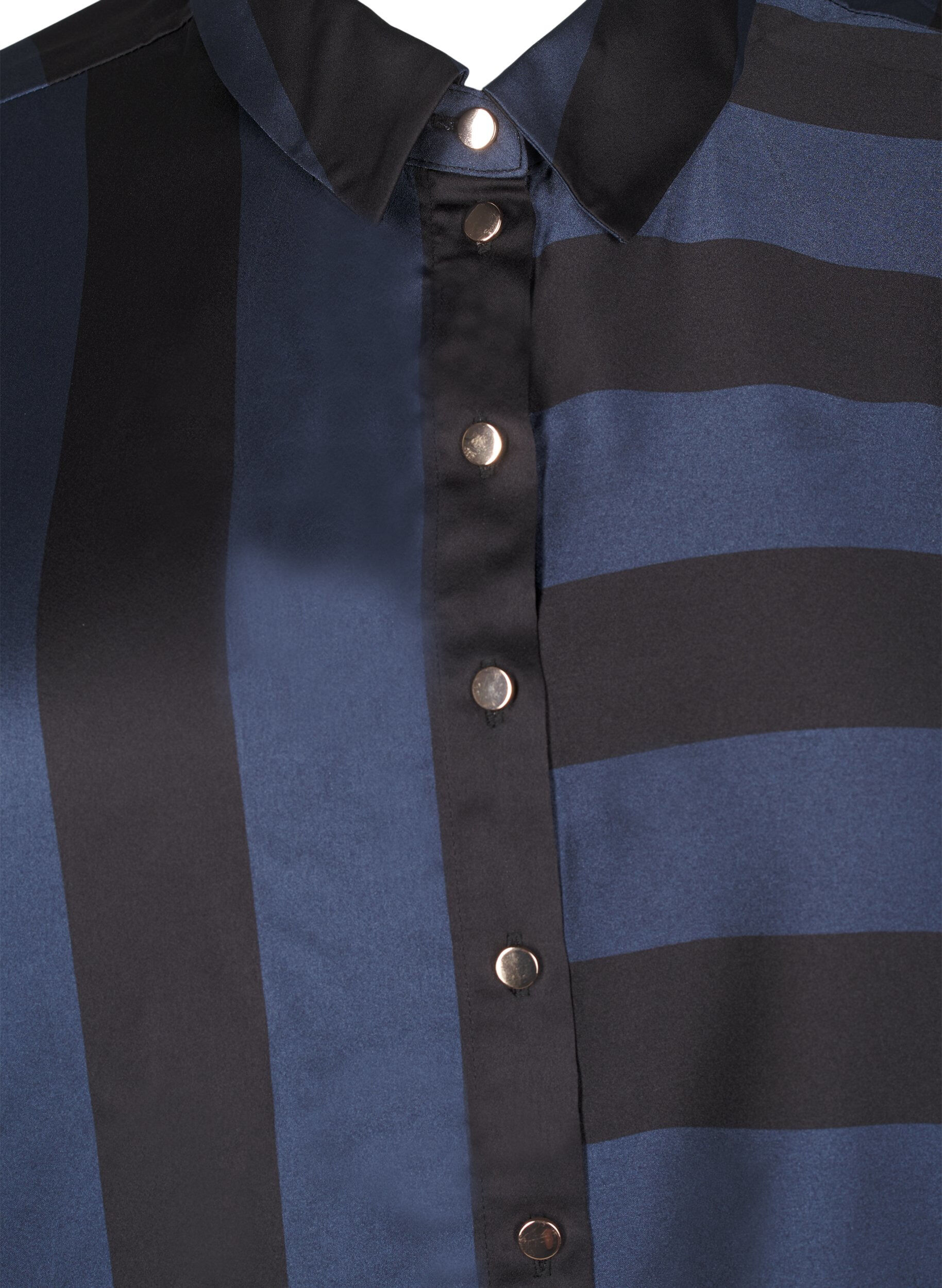Zizzifashion Satin shirt with stripes, Spellbound w. Black, Packshot image number 2