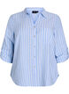 Shirt in linen and viscose with 3/4 sleeves, Light Blue, Packshot image number 0
