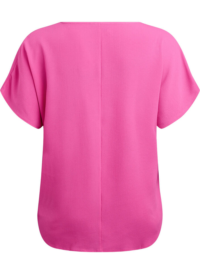 Blouse with short sleeves and a round neckline, Rose, Packshot image number 1