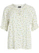 Floral viscose blouse with half-length sleeves, White, Packshot image number 0