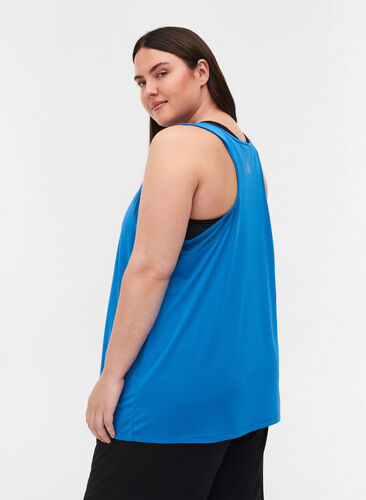 Exercise top with mesh, Daphne Blue, Model image number 1
