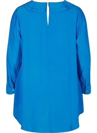 Viscose tunic with v-neckline and collar, Princess Blue, Packshot image number 1