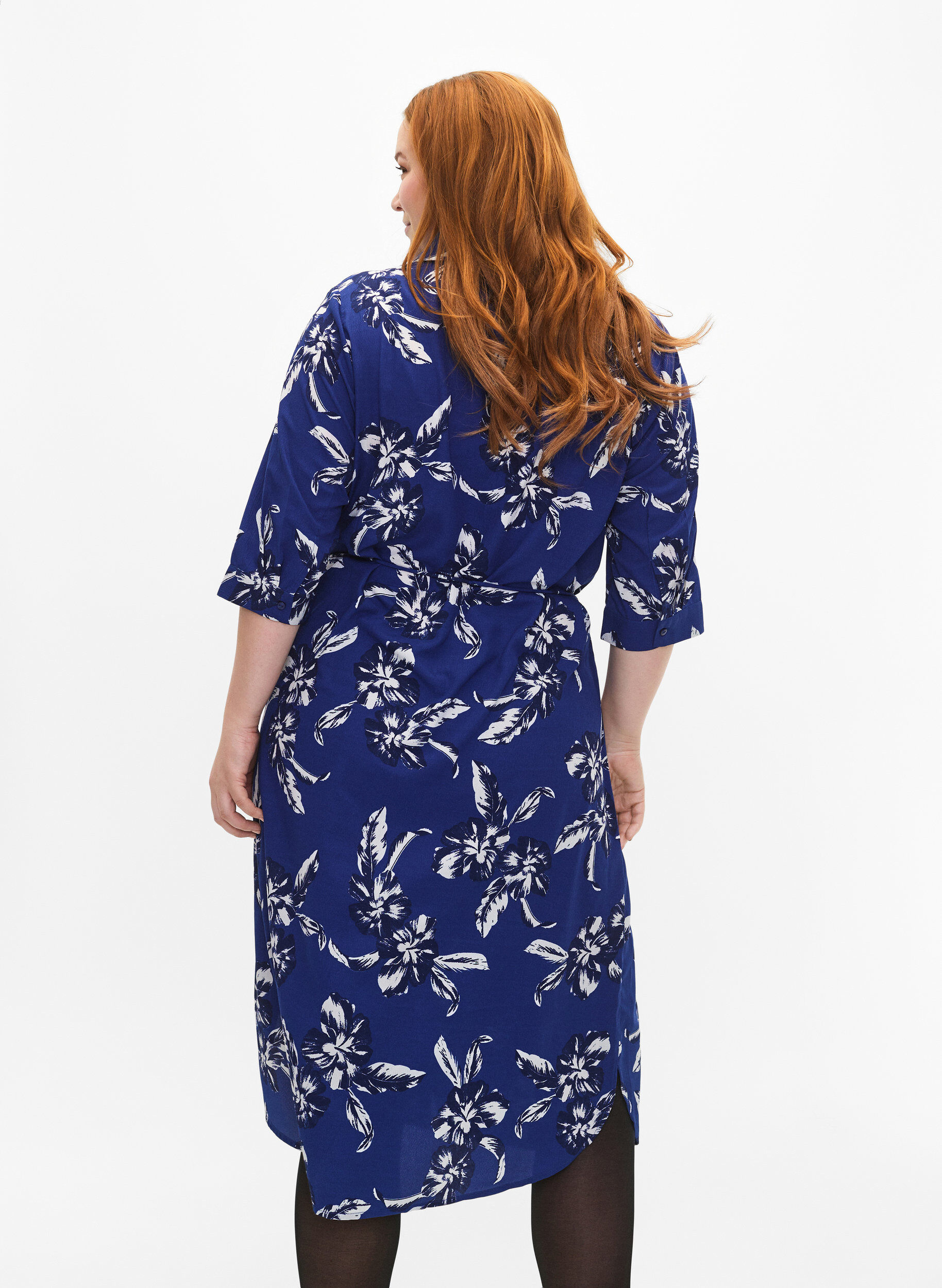 Zizzifashion FLASH - Shirt dress with floral print, Navy Blazer Flower, Model image number 1