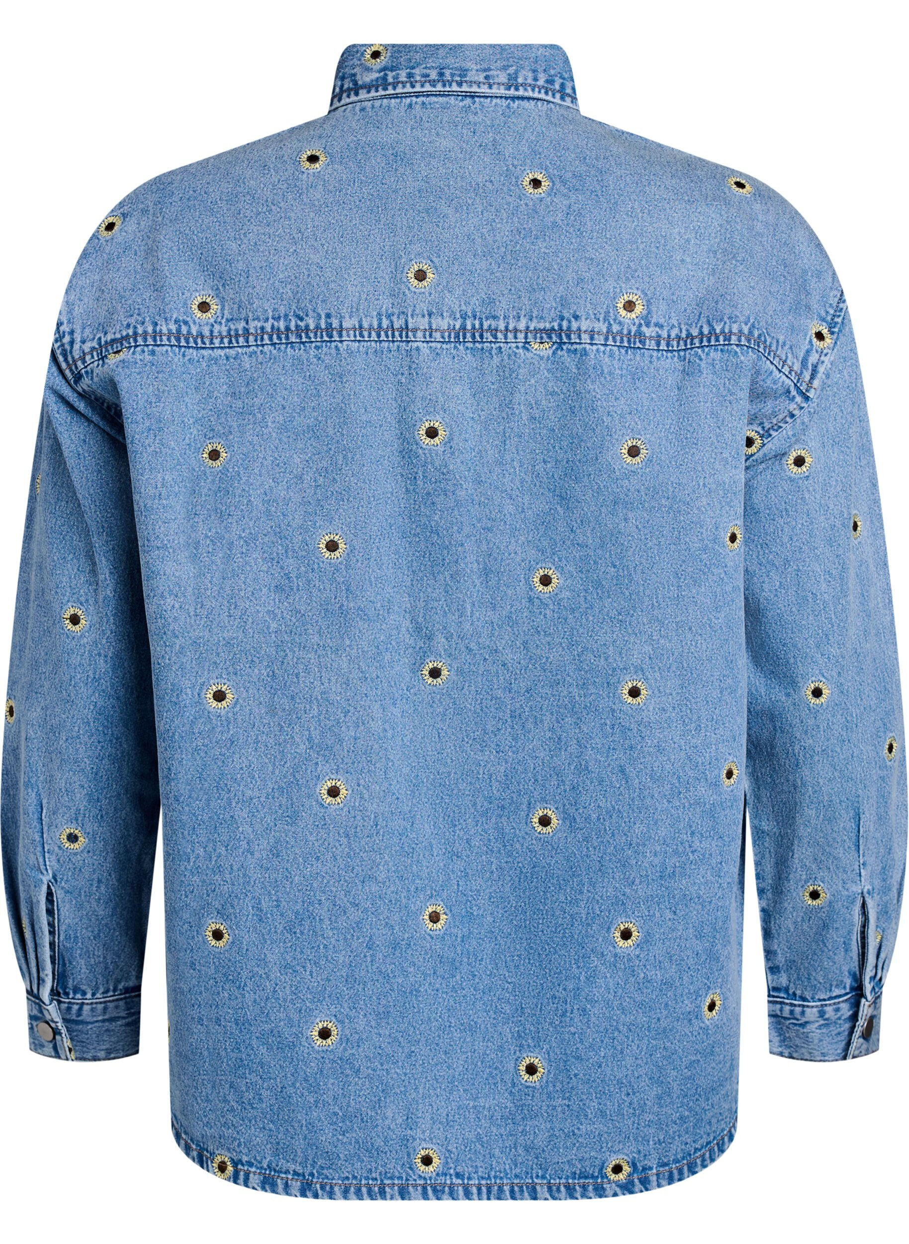 Zizzifashion Denim shirt with embroidered strawberries, Blue, Packshot image number 1