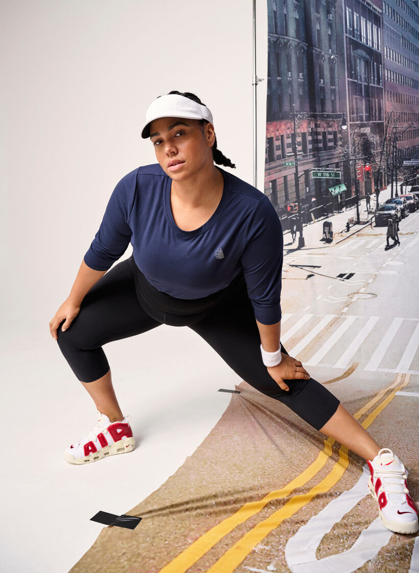 Workout top with 3/4 sleeves, Blue, Image image number 0