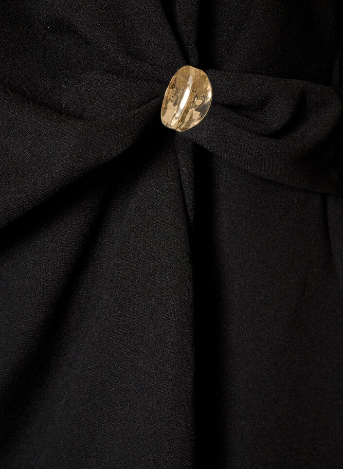 Blouse with asymmetric draping and 3/4 sleeves, Black, Packshot image number 3