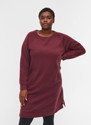 Sweat dress with pockets and slits, Port Royal, Model image number 0