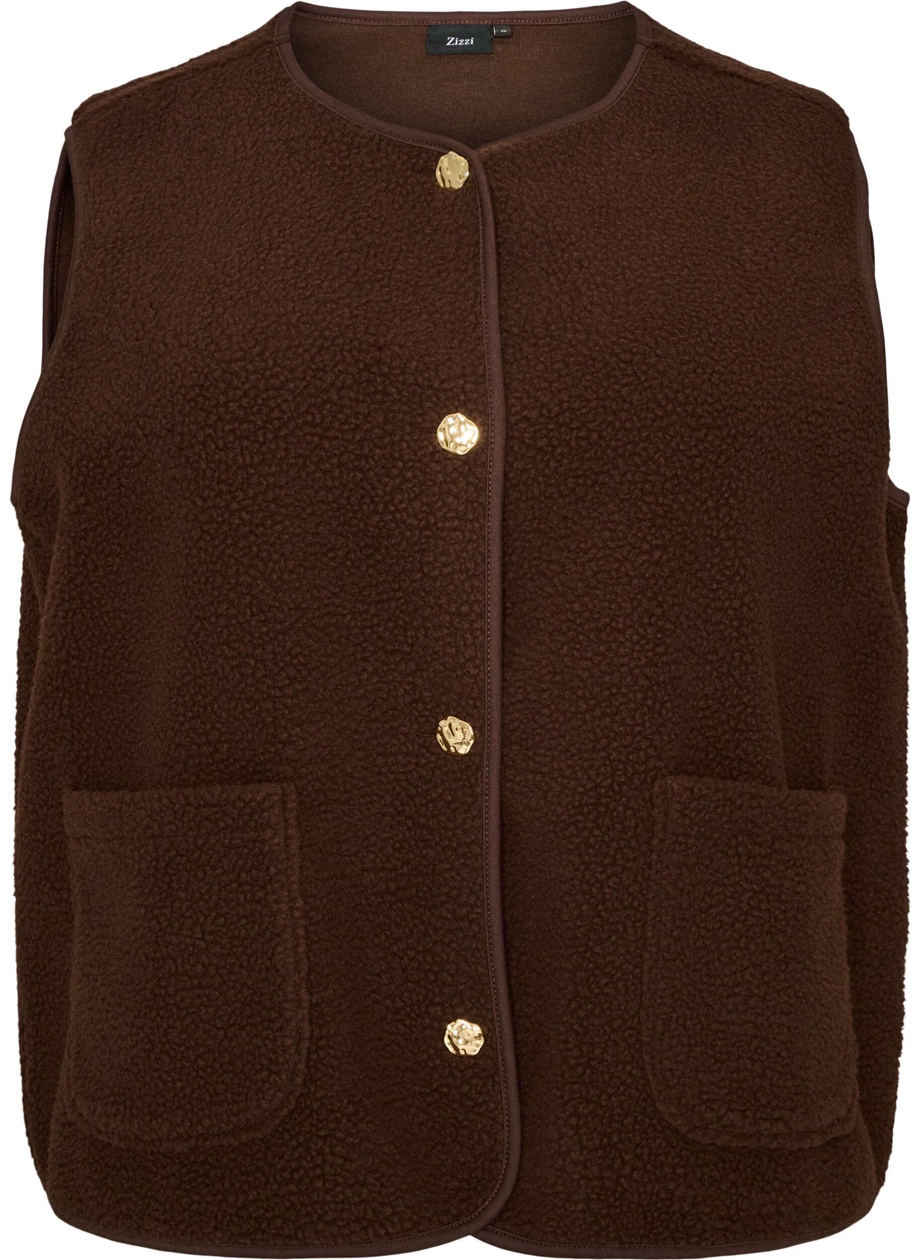 Teddy gilet with buttons and pockets