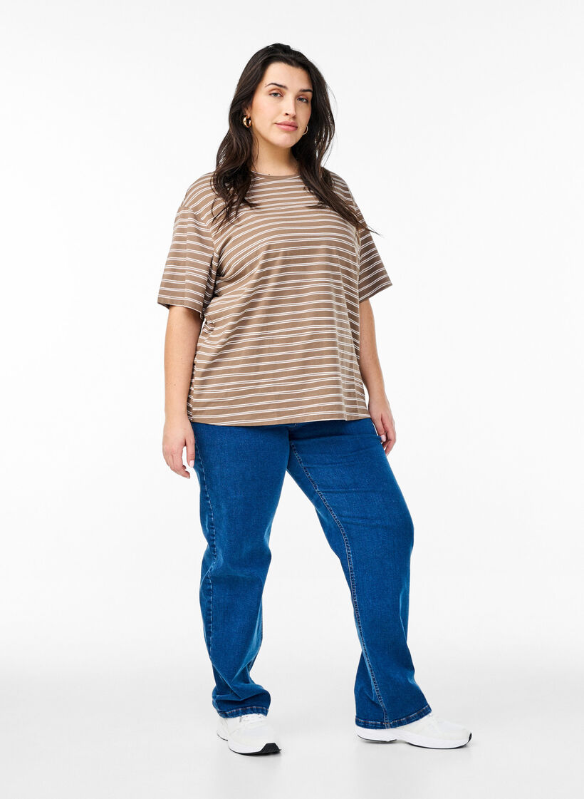 Striped T-shirt, Brown, Model image number 1