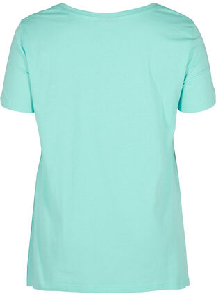 Short-sleeved cotton t-shirt with a-line, Aqua Sky PARIS, Packshot image number 1