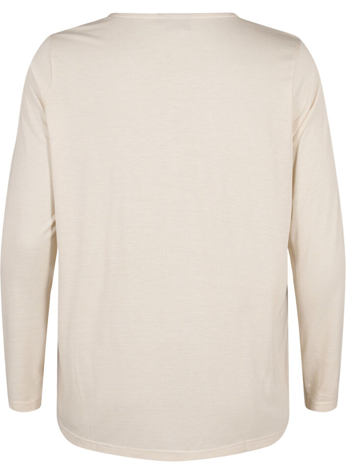Long-sleeved T-shirt with round neck, Oatmeal Mel., Packshot image number 1
