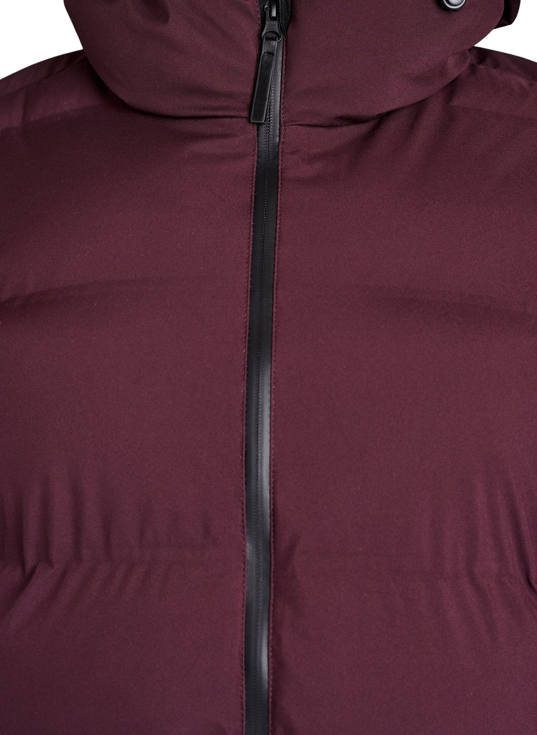 Zizzifashion Long puffer winter coat with hood, Dark Bordeaux, Packshot image number 2