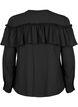 Ruffle shirt blouse with pearl buttons, Black, Packshot image number 1