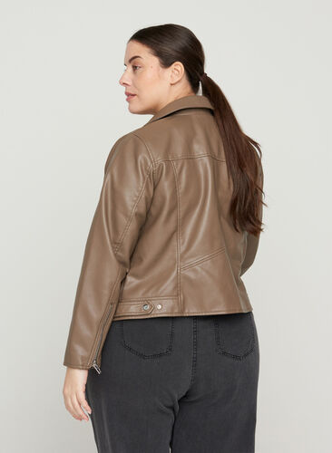 Short jacket in faux leather, Pine Bark, Model image number 1