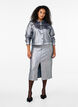 Silver coated midi skirt, Gun Sliver, Model image number 0
