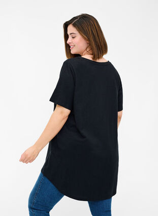 Short-sleeved cotton t-shirt, Black, Model image number 1
