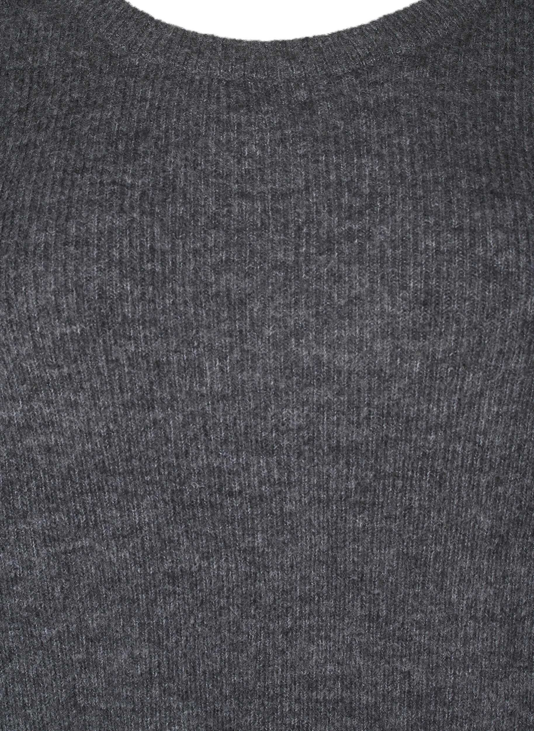 Zizzifashion Melange sweater with round neck, Dark Grey Black Mel., Packshot image number 2
