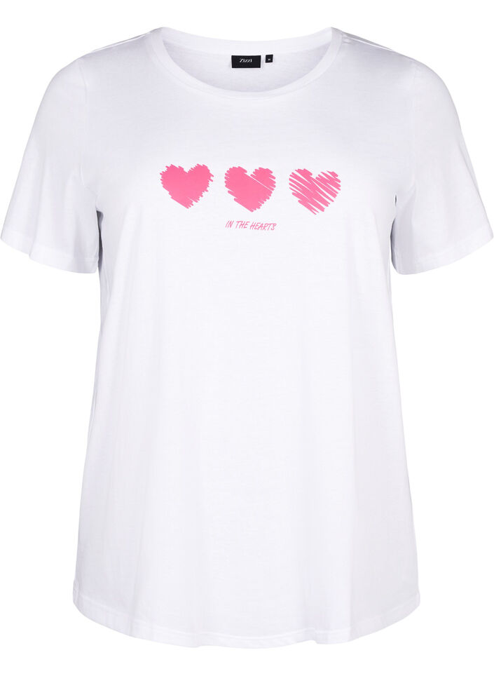 Crew neck cotton T-shirt with print, B. White W. Hearts, Packshot image number 0
