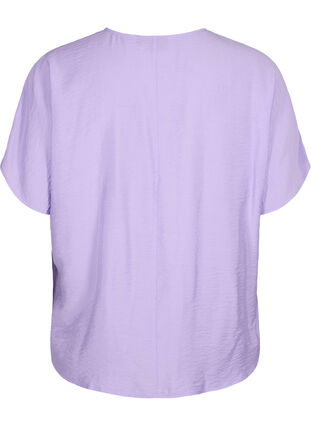 Short sleeve blouse in viscose, Violet Tulip, Packshot image number 1