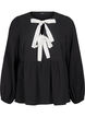 Viscose blouse with bows and long sleeves, Black White Bow, Packshot image number 0