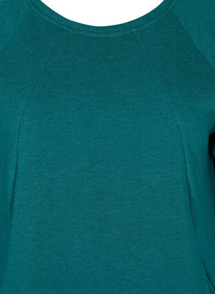 Promotional item - Cotton sweater dress with pockets and 3/4-length sleeves, Teal Green Melange, Packshot image number 2