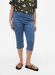 FLASH - High waisted denim capri trousers with slim fit, Light Blue, Model image number 3