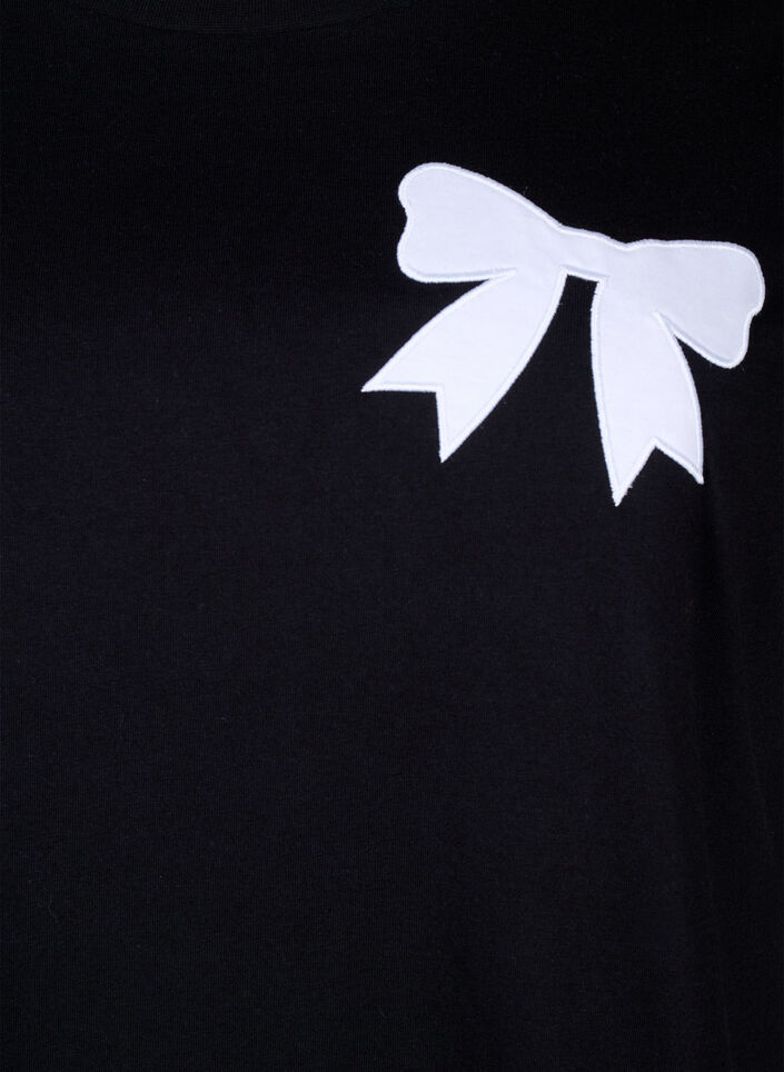 Cotton T-shirt with bow tie, Black W. White, Packshot image number 2