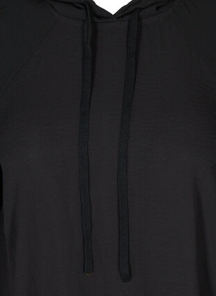Hooded blouse with 3/4 length sleeves, Black, Packshot image number 2